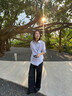 H's【氧氣麻】原色漢麻牛仔褲女25年夏季新款設(shè)計感抽繩腰帶闊腿褲 原色牛仔 M 曬單實拍圖