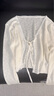 森馬（Semir）針織開(kāi)衫女短款蕾絲V領(lǐng)氣質(zhì)夏季2025新款溫柔蝴蝶結(jié)修身上衣 白色調(diào)00311 L 曬單實(shí)拍圖
