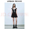UR2025春季新款女裝撞色蕾絲飄帶U領(lǐng)無袖修身連衣裙UYY750014 黑色 (偏短) S 曬單實(shí)拍圖