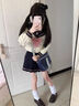 歐維沃水手服jk制服長(cháng)短袖日系春夏基礎款學(xué)院風(fēng)套裝 長(cháng)袖+39cm短裙+領(lǐng)結小野中套裝 S 曬單實(shí)拍圖