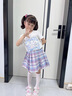 班尼路女童夏裝套裝兒童裙子夏季短裙2025新款JK百褶裙公主裙純棉短袖 紫B夢(mèng)幻小兔X+紫B圓圈貓咪紫QS 140 【推薦體重56-68斤】 曬單實(shí)拍圖