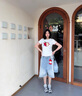 江南先生NewJNXS涼感冰皮短袖T恤夏季男修身正肩刺繡蘋果潮流上衣 白色短款 彈力面料 L 曬單實(shí)拍圖