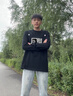 STA旗艦店潮牌白色映象感T字印花長袖T恤男女春秋純棉情侶裝重磅上衣 黑色 XL 曬單實(shí)拍圖