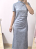 素織錦旗袍新中式高級感2025女士禮服連衣裙中國風(fēng)民國中長款訂婚禮服女 暗紋提花文藝旗袍【藍(lán)色】 L 推薦體重（100-130） 曬單實(shí)拍圖