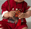G.DUCKKIDS周歲禮服男女寶寶夏季嬰兒衣服唐裝中式爬服百天滿月抓周紅色哈衣 紅色aisacqa 90cm 90尺碼1~2歲【 80-】 曬單實拍圖