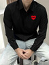 倉(cāng)石一樹 KAZUKI KURAISHI倉(cāng)石一樹愛心刺繡襯衫男長(zhǎng)袖2024春秋季款商務(wù)韓版高級(jí)感襯衣內(nèi)搭 黑色 2XL 曬單實(shí)拍圖