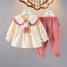 G.DUCKKIDS小黃鴨童裝女童套裝春秋季兒童衣服女寶寶碎花兔子衛(wèi)衣嬰兒長(zhǎng)褲子 FQ16 粉紅色 100 cm 曬單實(shí)拍圖