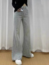 黛芮婷淺色提花微喇牛仔褲女2025春季大碼胖mm高腰顯瘦不貼腿馬蹄喇叭褲 淺藍(lán)色 M 建議96-105斤 曬單實(shí)拍圖