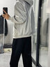 真維斯（Jeanswest）衛(wèi)衣男早秋新款重磅寬松連帽拉鏈外套青少年美式復(fù)古情侶長(zhǎng)袖開衫 【舒適耐磨】麻灰(zs幾何邊界胸標(biāo)) XL /180(體重140-160斤左右) 曬單實(shí)拍圖