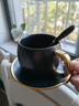 巫記歐式高檔咖啡杯碟套裝高級(jí)感輕奢陶瓷杯子家用下午茶水杯馬克杯 高雅黑【杯+碟+勺】簡(jiǎn)裝 曬單實(shí)拍圖