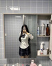 栢啟歆JK制服套裝百褶短裙女學(xué)院風(fēng)收腰短袖襯衫格裙套裝兩款蝴蝶結(jié)隨機(jī) 色短袖+碳灰短裙【套裝】 M 曬單實(shí)拍圖