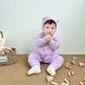 湯尼倍兒女寶寶小外套秋冬季舒絨棉保暖上衣服嬰幼兒開衫甜美秋裝 淺紫色 73cm 曬單實(shí)拍圖