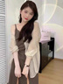 唐菓蜜連衣裙女夏季2025新款韓版時(shí)尚百搭防曬襯衫收腰顯瘦吊帶裙兩件套 杏色襯衫+咖色吊帶裙 M 曬單實(shí)拍圖