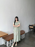 族瑪士親膚全棉睡衣女夏季純棉短袖長褲2025新款高級感可外穿家居服夏天 S85183#連衣裙-日暮綠韻 M 【建議80-120斤穿】尺碼偏大 曬單實拍圖