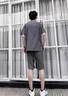 花花公子（PLAYBOY）高端男士短袖t恤夏季冰絲亞麻運動(dòng)套裝寬松半袖短褲搭配一套男裝 098灰色短褲套裝 M 95-110斤 曬單實(shí)拍圖