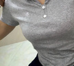 森馬（Semir）polo衫女短款收腰翻領(lǐng)襯衫25夏刺繡涼感緊身T恤辣妹109325115005 曬單實拍圖