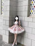 閃動少女（SHANDONGSHAONV）少女花園粉藍提花春日風甜妹公主桔梗lolitahouse 粉色單裙子 S (70斤到80斤) 曬單實拍圖