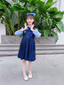 G.DUCKKIDS小黃鴨女童連衣裙春秋季大童長袖學(xué)院風(fēng)JK裙子兒童公主裙女孩套裝 藏青色 110 （建議身高100cm 4-5歲）cm 曬單實拍圖