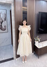 閃動(dòng)少女（SHANDONGSHAONV）生日禮服女成人禮端莊平時(shí)可穿香檳色伴娘服畢業(yè)2025新款夏季 香檳中長(cháng)D款 均碼 S 曬單實(shí)拍圖