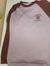 森馬（Semir）長袖T恤女中長款寬松字母圓領(lǐng)衣服秋潮流復(fù)古撞色插肩袖上衣 紅咖色調(diào)00365 L 曬單實(shí)拍圖