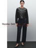 Massimo Dutti折扣升級(jí)2025女裝簡(jiǎn)約短款圓領(lǐng)真皮皮衣外套04701800 黑色 S 曬單實(shí)拍圖