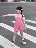 G.DUCKKIDS小黃鴨童裝女童背帶褲套裝夏季2025新款兒童衣服洋氣薄款寶寶夏裝 粉色 90 建議1~2歲【 80-90cm】cm 曬單實拍圖