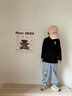 史努比（SNOOPY）兒童打底衫男童長袖T恤女童半高領(lǐng)打底棉質(zhì)上衣秋 趣味觀看黑色 曬單實(shí)拍圖