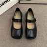 微光里平底瑪麗珍單鞋女2025春季新款一字帶英倫風(fēng)小皮鞋法式外穿豆豆鞋 黑色 38 曬單實(shí)拍圖
