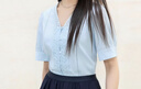 獨(dú)束大碼女裝2025夏季新品蕾絲花邊法式浪漫小衫微胖甜美顯瘦襯衫 藍(lán)色 XL （尺碼：3） 曬單實(shí)拍圖