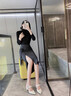JIOESC夏季西裝半身裙女2025新款爆款小個(gè)子不規(guī)則開(kāi)叉一步裙后媽包臀裙 杏色 L 【105-115斤】 曬單實(shí)拍圖