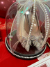 Ebonka高端品牌水晶高跟鞋女細(xì)跟新款單鞋蝴蝶結(jié)婚鞋情人節(jié)生日禮物 銀色 8cm 【精美禮盒】 36 【免費(fèi)刻字/賀卡】【標(biāo)準(zhǔn)碼 曬單實(shí)拍圖