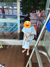 豹潛浴巾兒童斗篷帶帽子浴袍嬰兒毛巾吸水游泳寶寶可穿式連帽裹洗澡巾 櫻粉色 70*140cm【適合4-8歲】 曬單實(shí)拍圖