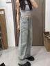 鉑吶苓直筒牛仔褲女高腰窄版2025春夏新款淺色復(fù)古潮流顯瘦遮肉闊腿褲 直筒牛仔褲【字母V】復(fù)古藍(lán) 常規(guī) M 【95-108斤】 曬單實(shí)拍圖
