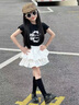 女童夏日裙子套裝2025新款女孩大童夏季洋氣半身裙兒童夏裝蛋糕裙 套裝【黑上衣+白裙子】 150 曬單實(shí)拍圖