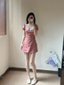 UNIFREE【25年夏款】美式復(fù)古學(xué)院風(fēng)時(shí)髦花邊領(lǐng)收腰格子連衣裙 紅色 XL 曬單實(shí)拍圖