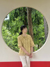 秋芙羅媽媽夏裝新款襯衫大碼雪紡上衣洋氣50歲60中老年女裝夏季套裝 黃色 XL (170) 【建議105斤以下】 曬單實(shí)拍圖