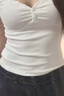 桃心領(lǐng)短款短袖t恤女夏季2025新款美式修身顯瘦收腰正肩夏裝上衣 米白色 M 曬單實(shí)拍圖