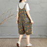 蘑菇同學(xué)復(fù)古時(shí)髦個(gè)性印花寬松牛仔背帶褲女夏季減齡吊帶連體褲闊腿七分褲 花色 M 建議90-115斤 曬單實(shí)拍圖
