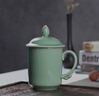龍泉青瓷茶杯辦公杯陶瓷茶具家用喝茶杯純手工泡茶杯帶柄杯子普洱茶杯水杯 弟窯梅子青-禮盒裝 曬單實拍圖