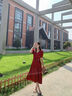 SUSTYLE國際高端品牌女裝連衣裙新款夏季氣質顯瘦輕熟清新純色百搭裙子女 酒紅色 L 適合【106-115斤】 曬單實拍圖