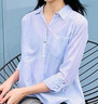 HOLLISTER25春夏新款經(jīng)典小海鷗美式棉質(zhì)條紋襯衫女裝KI340-5028 藍色 L (165/100A) 曬單實拍圖