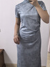 素織錦旗袍新中式高級感2025女士禮服連衣裙中國風(fēng)民國中長款訂婚禮服女 暗紋提花文藝旗袍【藍(lán)色】 L 推薦體重（100-130） 曬單實(shí)拍圖