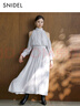 SNIDEL2025春夏新品優(yōu)雅泡泡袖露肩收腰純色雪紡連衣裙SWFO251074 淺灰色 M （1） 曬單實(shí)拍圖