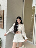 夢(mèng)琪嵐韓系溫柔千金法式純欲風(fēng)圓領(lǐng)長(cháng)袖短款襯衫女夏季高腰荷葉邊包臀裙 白色上衣+白色半身裙 M 建議90-105斤 曬單實(shí)拍圖