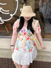 MsShe【天絲萊賽爾】大碼女裝2025夏季胖mm印花打條花邊長款小衫 柔霧粉色現(xiàn)貨 2XL 曬單實拍圖