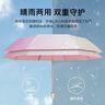 紅葉全自動(dòng)24骨雙骨遮陽(yáng)防曬加大加固雨傘三折黑膠太陽(yáng)傘晴雨兩用雨傘 漸變粉 16骨 曬單實(shí)拍圖