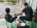 TOSWIM拓勝兒童分體游泳衣長袖速干防曬及膝沙灘褲套裝 灰綠流光140 曬單實拍圖