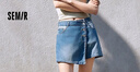 森馬（Semir）森柔牛仔|森馬牛仔褲女不對稱裙褲甜酷小眾夏季個性寬松短褲高街 牛仔中藍(lán)88201 L 曬單實(shí)拍圖