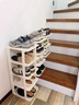 欣慕雅樓梯階梯式鞋架家用門(mén)口多層入戶(hù)門(mén)簡(jiǎn)易鞋架子樓道臺階鞋柜省空間 【白色】四層+三層+二層組合階梯款 曬單實(shí)拍圖
