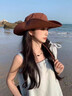 LZJV美式復(fù)古西部牛仔帽防曬帽子女爬山戶外徒步漁夫帽男登山帽防風(fēng)繩 咖色牛仔帽一頂 曬單實(shí)拍圖